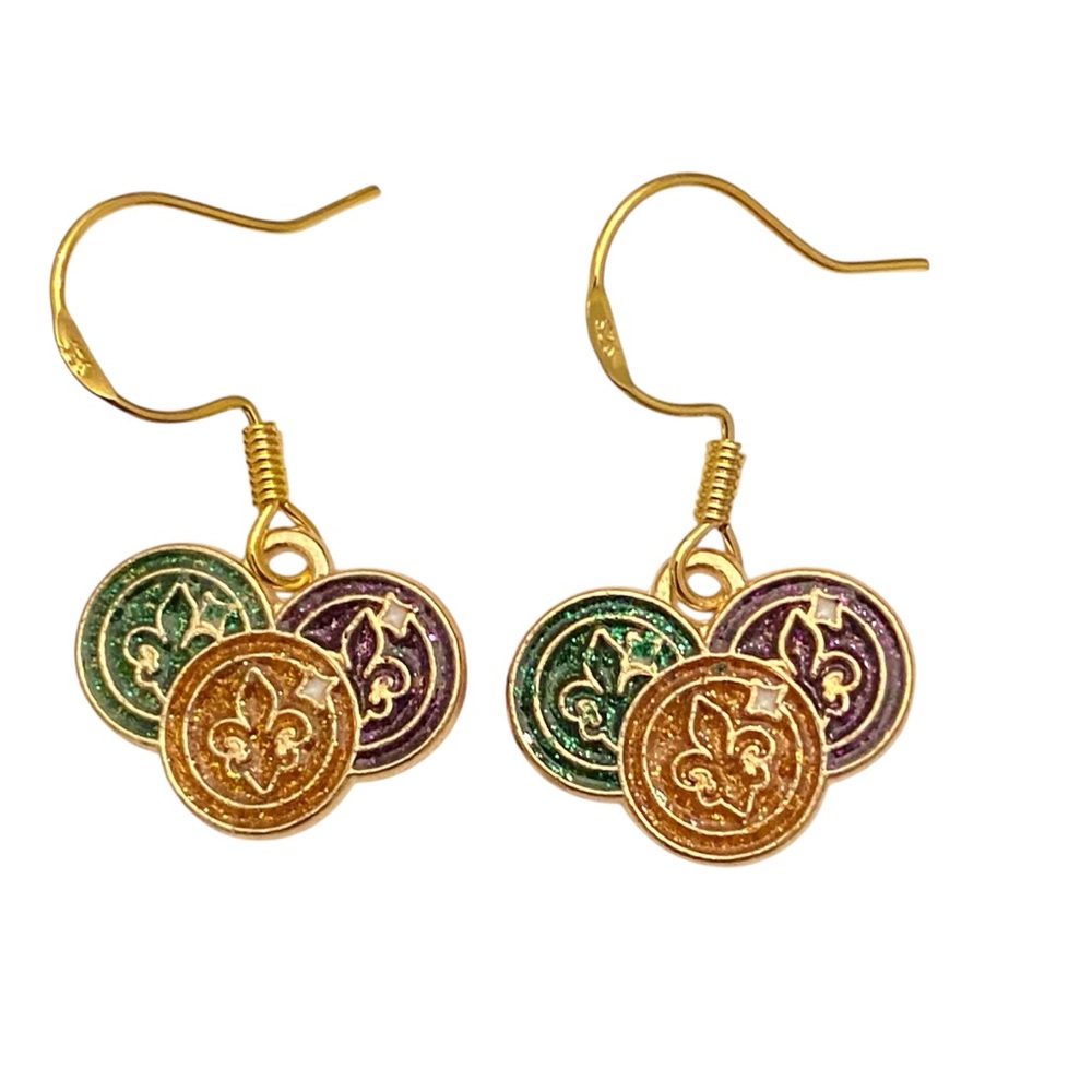 Mardi Gras Theme Fleur-de-Lis Earrings